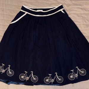 Stylish Navy A-Line Skirt with Bicycle Design